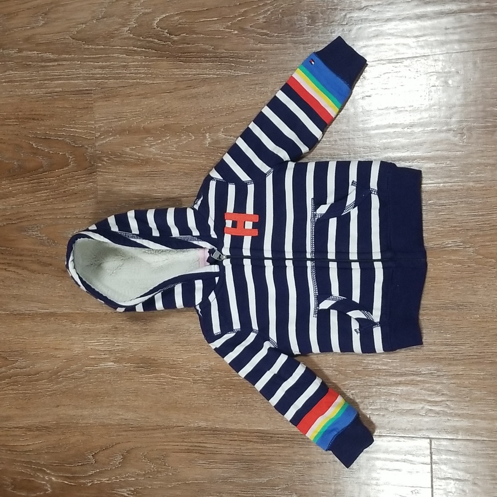 (18M) Tommy Hilfiger Baby Rainbow Stripe Colorful Fleece Lining Comfortable Cozy
